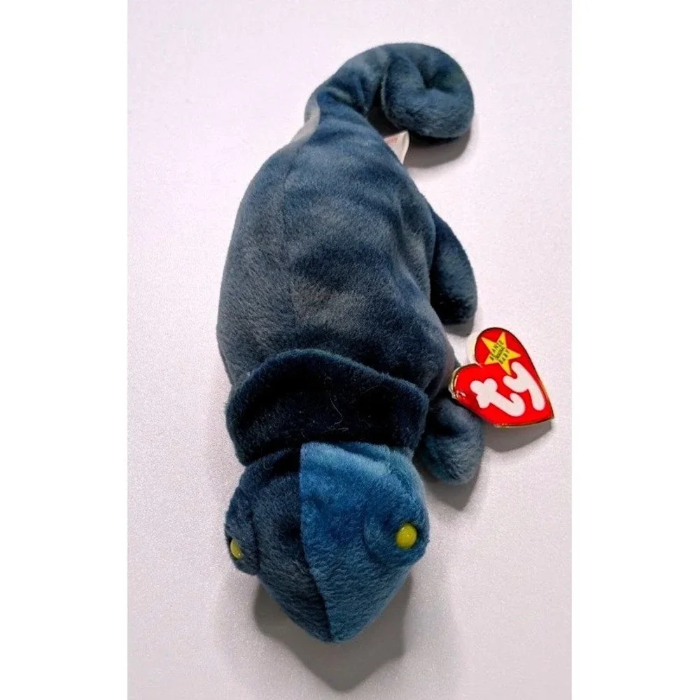 Plush Toy Ty Beanie Babies Small Blue Rainbow the Chameleon 1997 Collectible